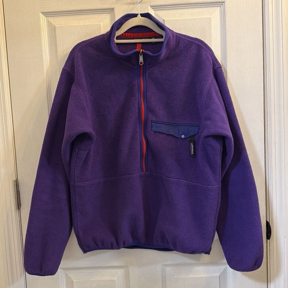 Vintage Patagonia Fleece Pullover Jacket Purple USA Made Mens M 1/4 Zip